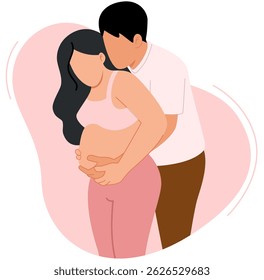grávida com o marido.