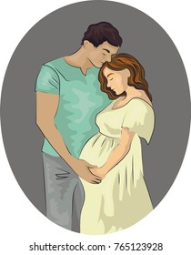 A pregnant woman with her husband 