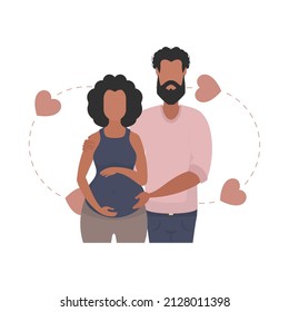 The pregnant woman and her husband are depicted waist-deep. isolated. Happy pregnancy concept. Vector illustration in a flat style.