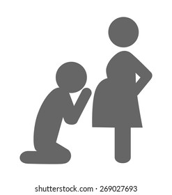 Pregnant woman and her husband pictogram flat icon isolated on white background