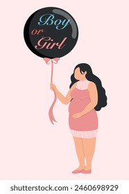 Pregnant woman hold balloon gender reveal