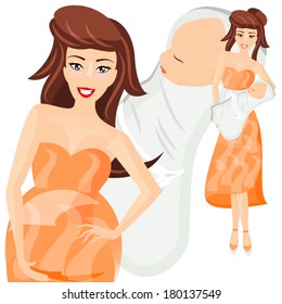 Pregnant woman holding a baby/ pregnant woman