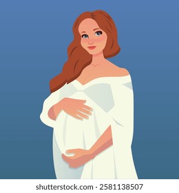 Pregnant woman holding her belly