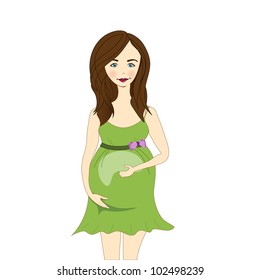 pregnant woman holding her hands a stomach