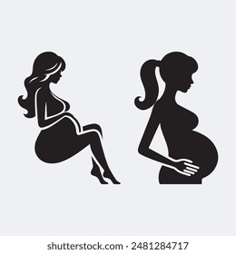  Pregnant woman holds her belly. The concept of pregnancy and motherhood. Healthy pregnancy. Vector illustration.