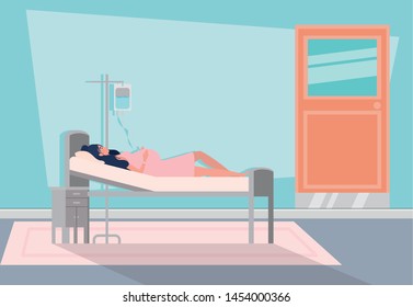 pregnant woman in hospital room