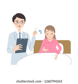 A pregnant woman hospitalized.