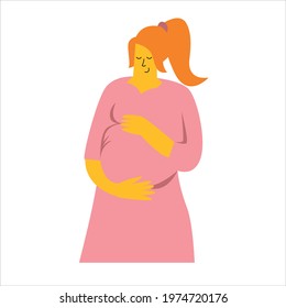 A pregnant woman hugs her stomach. Love for the future child, waiting for the child