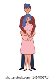 pregnant woman with husband standing