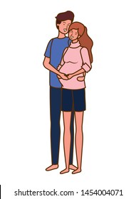 pregnant woman with husband standing