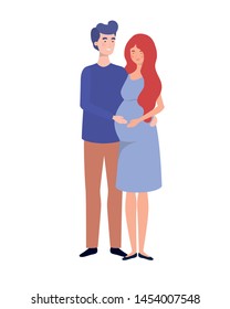 pregnant woman with husband standing