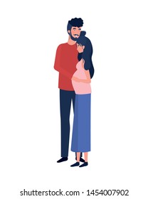 pregnant woman with husband standing