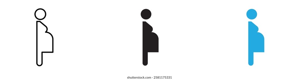 Pregnant woman icon black white vector outline