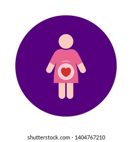 Pregnant Woman Icon in a Circle Shape with Purple Background
