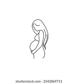 Pregnant woman icon. filled and line stroke icons