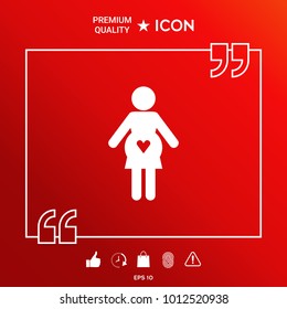 Pregnant woman icon with heart