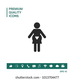 Pregnant woman icon with heart