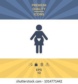 Pregnant woman icon with heart