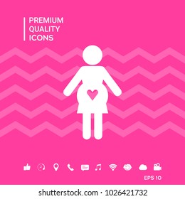 Pregnant woman icon with heart
