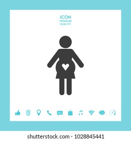 Pregnant woman icon with heart