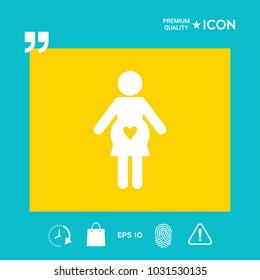 Pregnant woman icon with heart