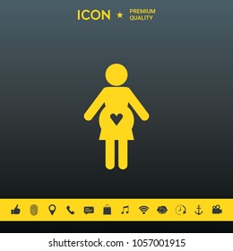 Pregnant woman icon with heart