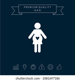 Pregnant woman icon with heart