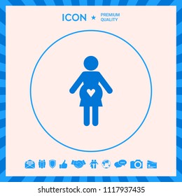 Pregnant woman icon with heart