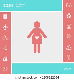Pregnant woman icon with heart