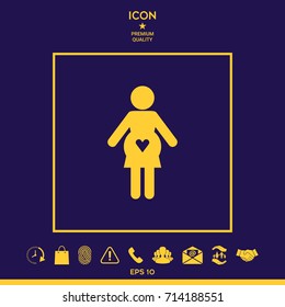 Pregnant woman icon with heart