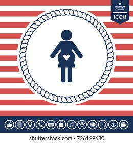 Pregnant woman icon with heart