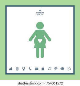 Pregnant woman icon with heart