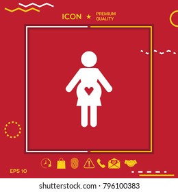 Pregnant woman icon with heart
