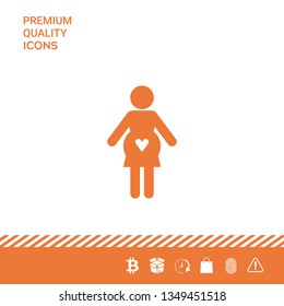 Pregnant woman icon with heart. Graphic elements for your design
