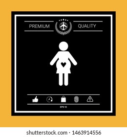 Pregnant woman icon with heart. Graphic elements for your design