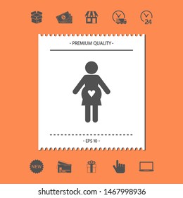 Pregnant woman icon with heart. Graphic elements for your design
