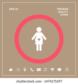 Pregnant woman icon with heart. Graphic elements for your design