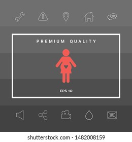 Pregnant woman icon with heart. Graphic elements for your design