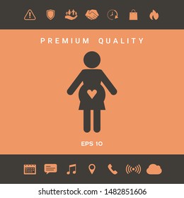 Pregnant woman icon with heart. Graphic elements for your design