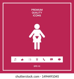 Pregnant woman icon with heart. Graphic elements for your design
