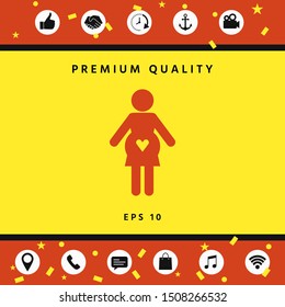 Pregnant woman icon with heart. Graphic elements for your design