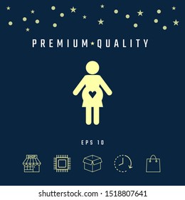 Pregnant woman icon with heart. Graphic elements for your design