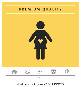 Pregnant woman icon with heart. Graphic elements for your design