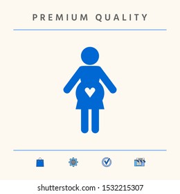 Pregnant woman icon with heart. Graphic elements for your design