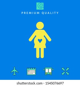 Pregnant woman icon with heart. Graphic elements for your design