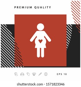 Pregnant woman icon with heart. Graphic elements for your design
