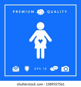 Pregnant woman icon with heart. Graphic elements for your design