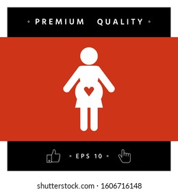 Pregnant woman icon with heart. Graphic elements for your design