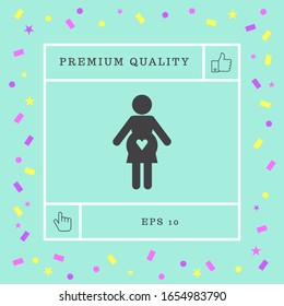 Pregnant woman icon with heart. Graphic elements for your design