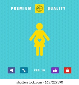 Pregnant woman icon with heart. Graphic elements for your design